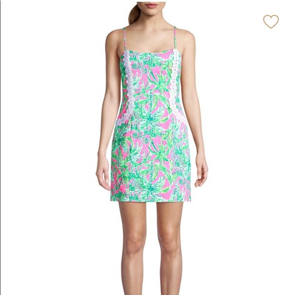 Lilly Pulitzer Shelli Floral Dress (Pink & Green) - Picture 3 of 4